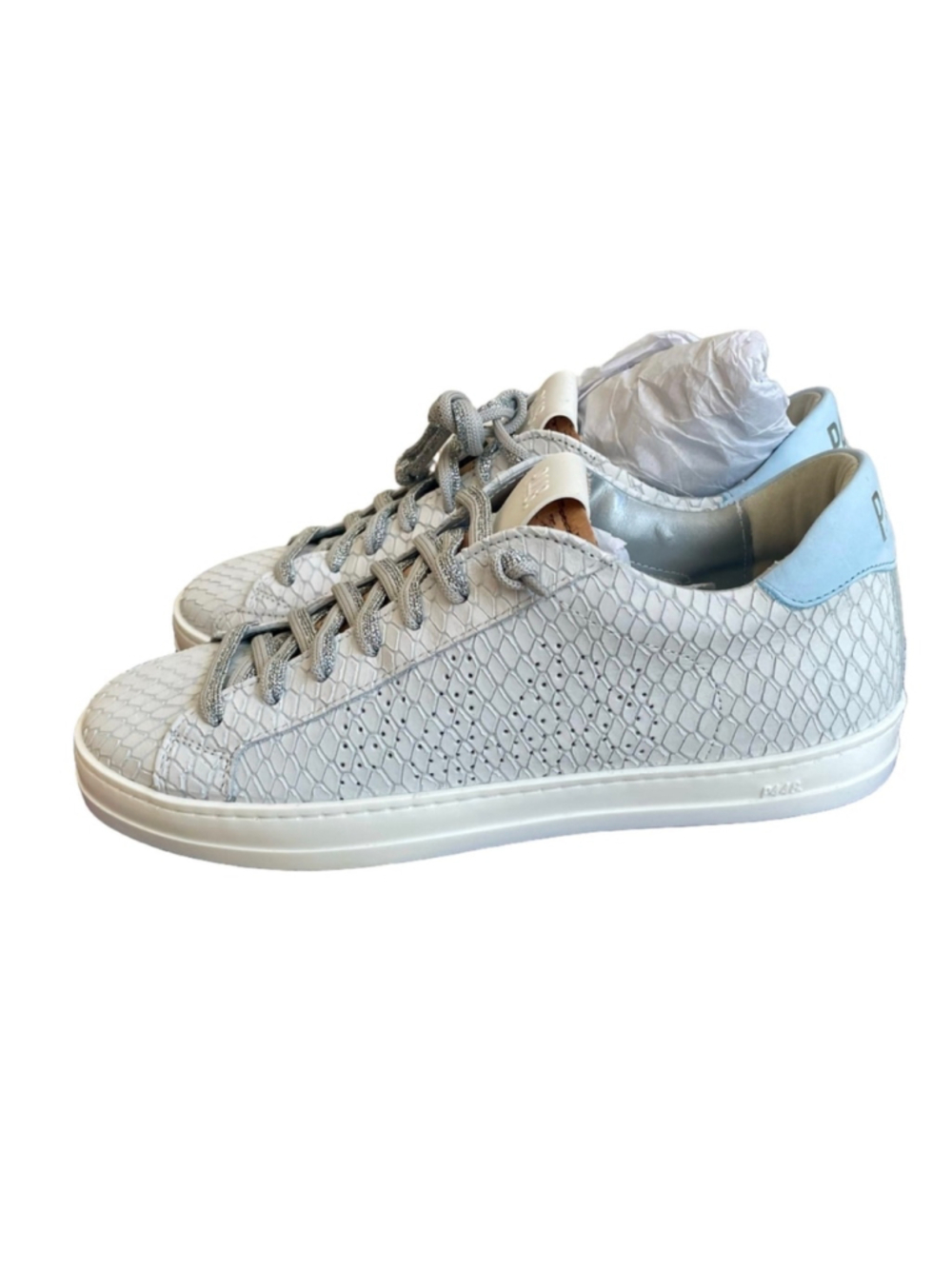 P448 John Margot Women Sneakers EU 42 US 11 White Leather Low Top Italy NWT